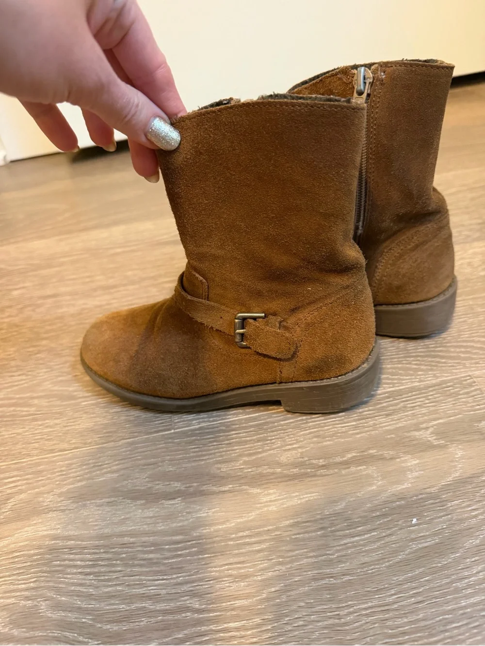 GAP Kids Suede Chestnut Ankle Boots with Buckle Detail